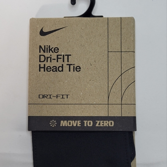 Nike NIP Unisex Black Nike Swoosh Dri-Fit Head Tie One Size Fits Most - Picture 3 of 7